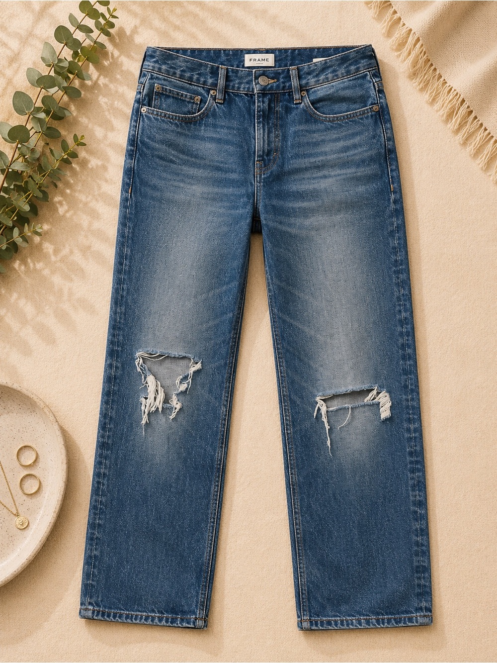 Frame Denim Jeans Size 25 Straight Leg & Stretchy! High Waist, 29” Inseam 💎EUC